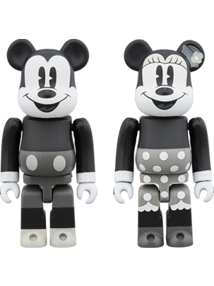 BE@RBRICK figure: Mickey Mouse & Minnie Mouse B&W Ver.