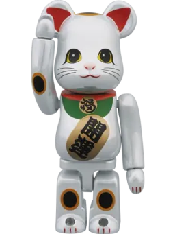 BE@RBRICK figure: Maneki Neko White Chrome