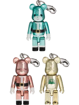 BE@RBRICK figure: Bear Santa Strap (Turquoise Green / Rose Pink / Champagne Gold)