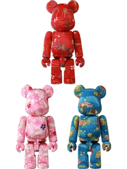 BE@RBRICK figure: Kimekomi New Colors (Origami Crane, Sakura & Rabbit, Fan & Cherry Blossoms)