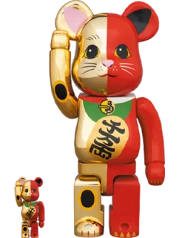 BE@RBRICK figure: Maneki Neko Gold x Red