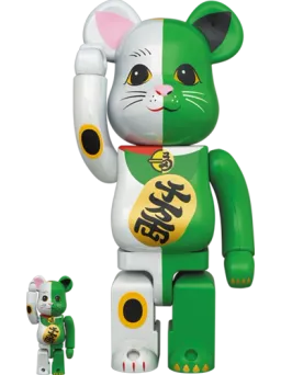 BE@RBRICK figure: Maneki Neko White & Green