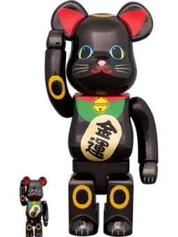 BE@RBRICK figure: Maneki Neko Gold Fortune Black Chrome
