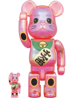 BE@RBRICK figure: Maneki Neko Pink Clear Chrome