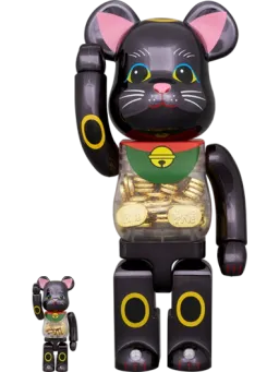 BE@RBRICK figure: Maneki Neko Black Chrome
