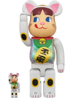 BE@RBRICK figure: Maneki Neko Peko-chan White Chrome
