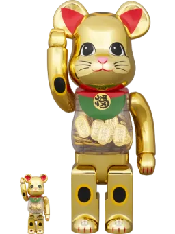 BE@RBRICK figure: Maneki Neko Gold Plated - Fortune Cat