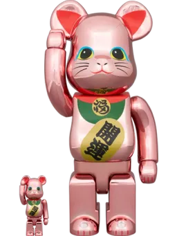 BE@RBRICK figure: Maneki Neko Lucky Cat II Peach Gold