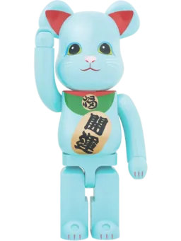 BE@RBRICK figure: Maneki Neko Blue Glow-in-Dark