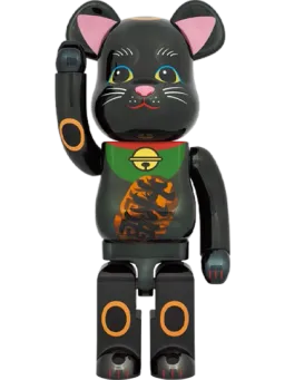 BE@RBRICK figure: Maneki Neko Black Chrome LED