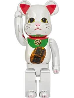 BE@RBRICK figure: Maneki Neko Lucky Cat Silver LED