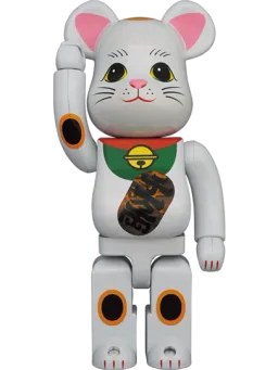 BE@RBRICK figure: Maneki Neko White Plated LED