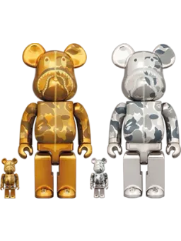 BE@RBRICK figure: Camo Shark & Gold／silver