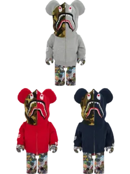 BE@RBRICK figure: Camo Shark Legacy Gray/Red/Navy