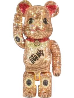 BE@RBRICK figure: CRYSTAL DECORATE Maneki Neko Gold Money Fortune