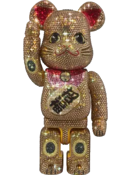 BE@RBRICK figure: CRYSTAL DECORATE Manekineko Gold