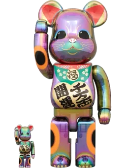 BE@RBRICK figure: Lucky Cat Good Luck Ten Million Ryo Black Transparent Plating