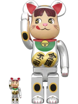 BE@RBRICK figure: Lucky Cat Peko-chan Fortune Double Koban Silver Plating