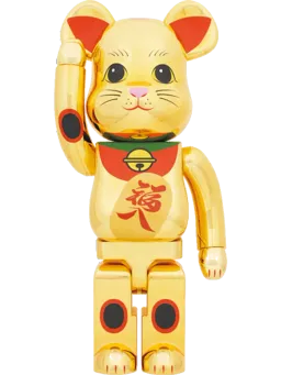 BE@RBRICK figure: Maneki Neko Fukuiri Gold Plated