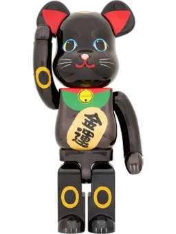 BE@RBRICK figure: Maneki Neko Gold Luck Black Plated