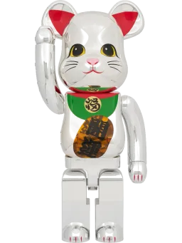 BE@RBRICK figure: Maneki Neko Good Luck Silver Plated Luminous