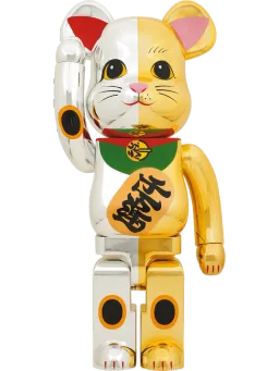 BE@RBRICK figure: Maneki Neko Good Luck Silver x Ten Million Ryo Gold