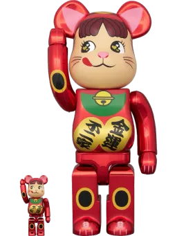 BE@RBRICK figure: Maneki Neko Peko-chan old Fortune Double coin Plum pink gold Plating