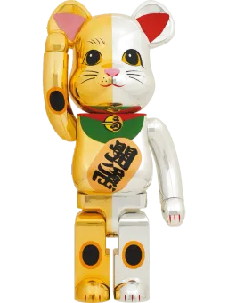 BE@RBRICK figure: Maneki Neko Ten Million Ryo Gold x Good Luck Silver