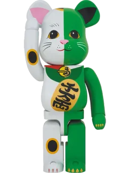 BE@RBRICK figure: Maneki Neko White x Green
