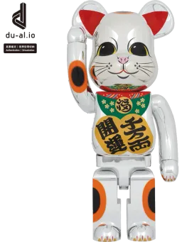 BE@RBRICK figure: Manekineko Good Luck Ten Million Ryo Silver Plated