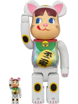 BE@RBRICK figure: Manekineko Peko-chan White Plating with with luminescent milky