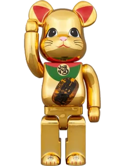 BE@RBRICK figure: Medicom Lucky Cat Good Luck Luminous Gold Plated