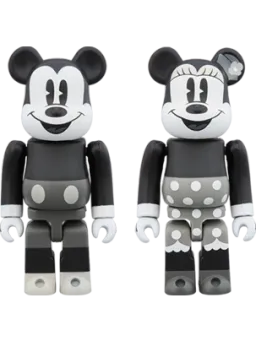 BE@RBRICK figure: Mickey Mouse & Minnie Mouse B&W Ver.