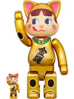 BE@RBRICK figure: NY@BRICK 招き猫 ペコちゃん 金メッキ