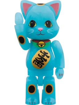 BE@RBRICK figure: Maneki Neko Blue Glow