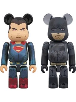 BE@RBRICK figure: SUPERMAN(TM)(HEAT VISION Ver.) & BATMAN(TM)(DAMAGE Ver.) 2PACK