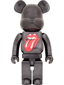 BE@RBRICK figure: The Rolling Stones Lips & Tongue BLACK CHROME Ver.