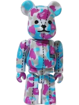 BE@RBRICK figure: x A Bathing Ape 28th Anniversary Camo #2 Purple/Blue/Grey