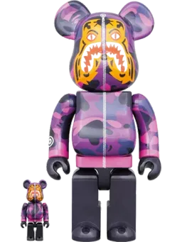 BE@RBRICK figure: x BAPE Camo Tiger & Set Purple