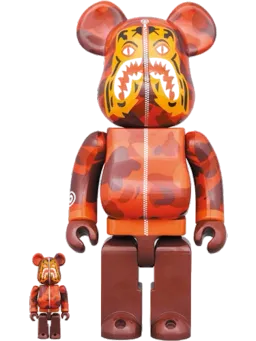 BE@RBRICK figure: x BAPE Camo Tiger & Set Red