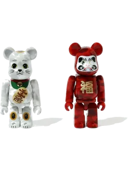 BE@RBRICK figure: x BAPE Manekineko & Daruma 2-Pack