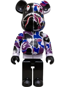 BE@RBRICK figure: x Bape Shark Hong Kong 15th Anniversary Purple Camo