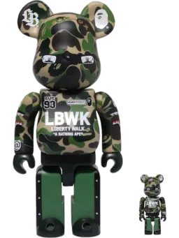 BE@RBRICK figure: x BAPE XLBWK Livaken Knu ABC Camo & Set Green