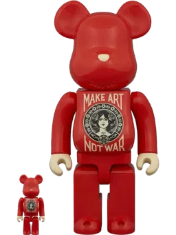 BE@RBRICK figure: x DesignerCon Shepard Fairey "Make Art Not War" Special Edition & Set Red