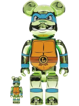 BE@RBRICK figure: x Teenage Mutant Ninja Turtles Leonardo & Set Chrome Ver.